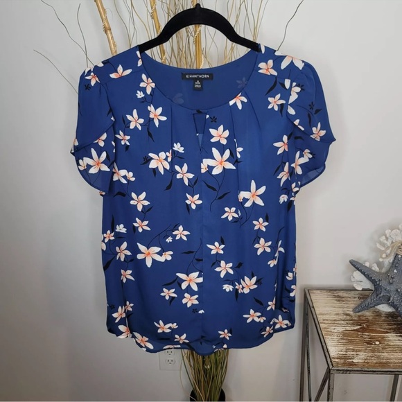 Anthropologie 41 Hawthorn Floral Cap Sleeve Blouse
Color - Blue Pink size S - Picture 3 of 7